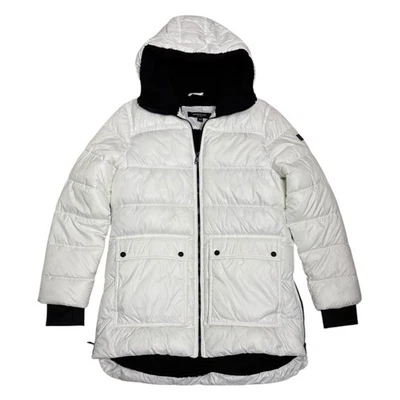 KENNETH COLE REACTION Blanco Invierno Puffer Parka Chaqueta Larga Abrigo Mujer Mediano  Foto 1 de 4