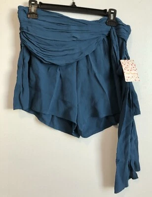 Pantalones cortos Free People nuevos con etiquetas para mujer 6 (30x2,5) azules tiro alto cremallera lateral envoltura sintética nuevos Foto 1 de 4