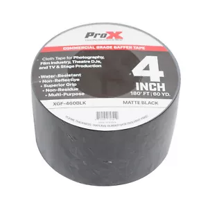 Pro X 4 Inch 180FT 60YD Matte Black Commercial Grade Gaffer Tape Non-Residue - Picture 1 of 4