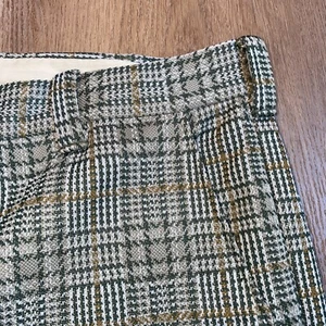 Vintage 1960s Pants Mens 38 31 Polyester Disco Flare Leg Plaid Leisure Suit MCM - Picture 1 of 13