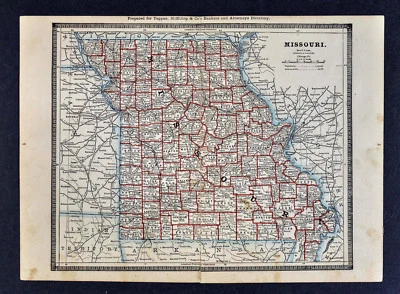 Mapa de abogado banquero 1886 por Cram - Missouri St. Louis Kansas City Jefferson MO Foto 1 de 2