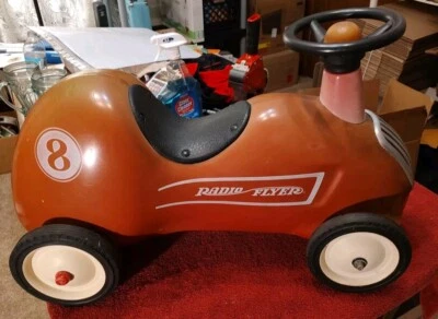 Coche de carreras vintage Radio Flyer Metal Little Red Roadster Push #8 niños paseo en juguete Foto 1 de 4