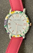 LAURA ASHLEY FLORAL CERAMIC LADIES WATCH PINK BAND NEW BATTERY WORKS