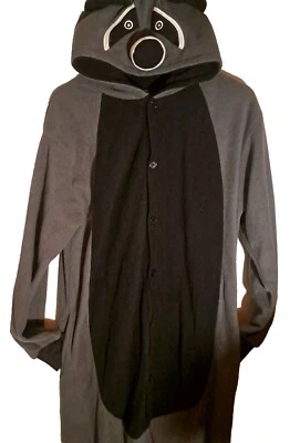 Disfraz Mapache Adulto Animal Traje Con Bolsillos y Cola Pijama 3D Nariz Con Capucha X L Foto 1 de 4