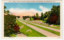 Postcard "Sunset Scene on Super Hwy between Spartanburg and Greenville, SC"