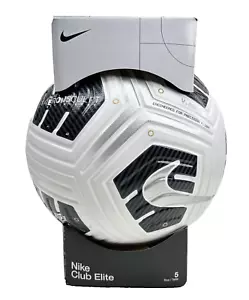 Nike Size 5 Club Elite Soccer Ball NFHS White Black Aerowsculpt CU8057 100 NIB - Picture 1 of 6