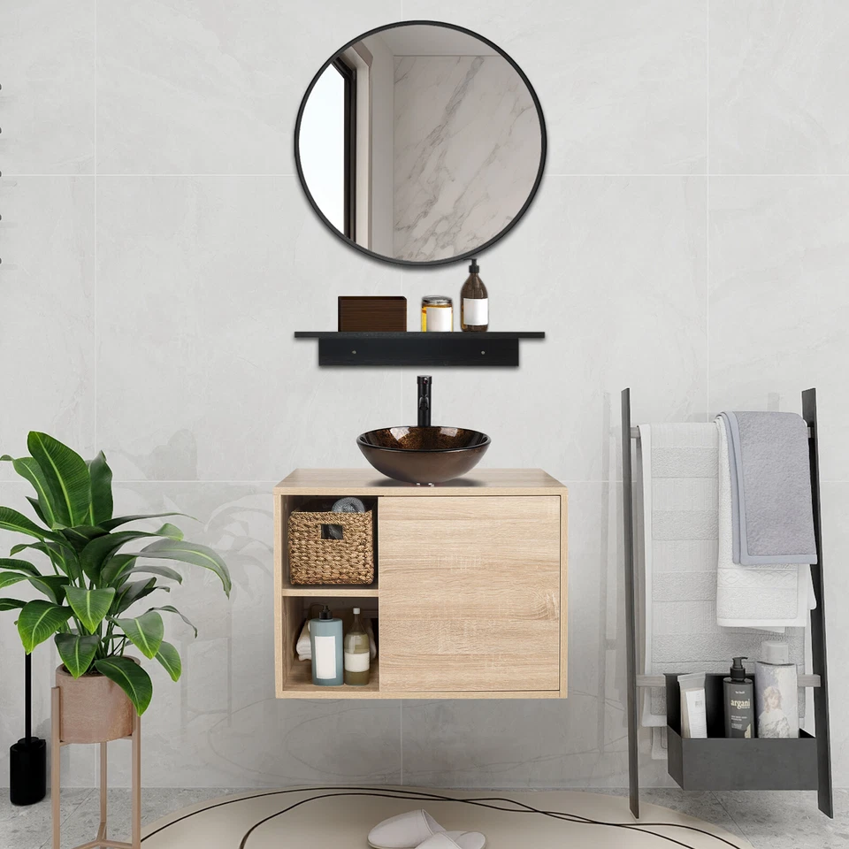 Juego de tocador de baño flotante de 24" con lavabo de cristal Foto 1 de 1