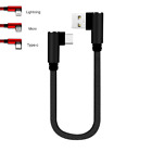 25Cm Short Usb Charging Cable For Iphone 12 X 11+9+8+7+6+ Ipad |90° Right Angle