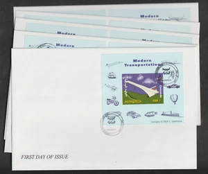 MONGOLIA 2001 modern transportation 5 FDC covers Deluxe Mini sheets - Picture 1 of 6