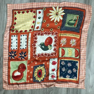 Satin Square Scarf Summer Fruit Graphic Summer Kitchen Chef Cook Trad Wife - Picture 1 of 7