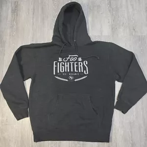 Large Foo Fighters 100% Organic FF Dave Grohl Pullover Gray Hoodie - Picture 1 of 11