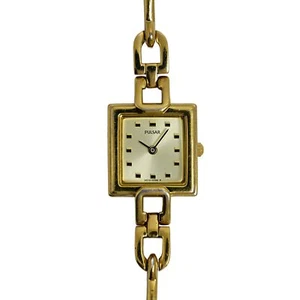 Pulsar by Seiko Ladies Vintage 1990's Gold Plated Square QuartzWatch - Picture 1 of 10
