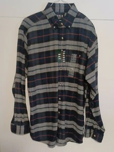 Vintage Trader Bay Button Down Shirt Men's Medium Blue Plaid Flannel - Picture 1 of 4