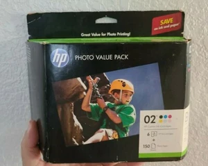 Genuine HP 02 Photo Value Pack With Six Ink Cartridges/Photo Paper EXP 2017 NEW - Picture 1 of 8