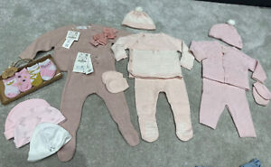 Baby Girl Knitwear Bundle 0-6 Months Pink New With Tags Sock & Hats Job Lot Zara