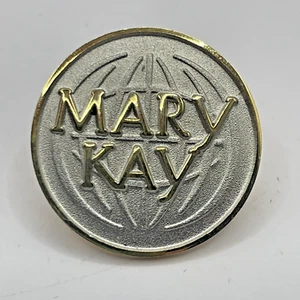 "Pin de solapa Mary Kay plateado mate y oro brillante redondo 7/8""" - Imagen 1 de 7