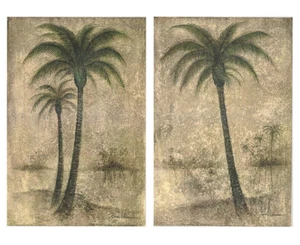 Two Ruane Manning Prints Tropical Palm Trees Whispering 22x28 in - Picture 1 of 3
