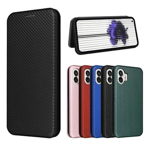 For Nothing CMF Phone 1 2 2A Carbon Fiber Stand Leather Wallet Phone Case Cover - Picture 1 of 29