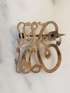 Vintage Brosche goldfarbene Initialen Anstecknadel - Bild 1 von 5