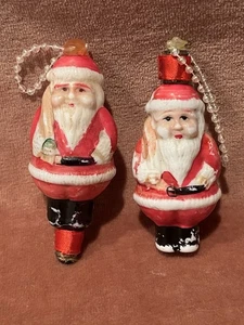 2 Vintage 1930 Milchglas Weihnachtsmann Weihnachten Glühbirne in Baumschmuck verwandelt - Bild 1 von 13