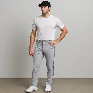 Nike Vapor Select Baseball Pants Gray Mens XL Athletic Fit Swoosh Logo Polyester - Picture 1 of 10