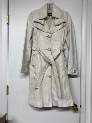 Gabardina para mujer Dolce & Gabbana de cuero blanco SC0002/TELBO talla 38 Foto 1 de 4