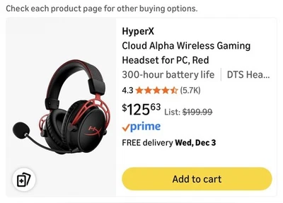 Auriculares inalámbricos HyperX Cloud Alpha DTS - negros Foto 1 de 4