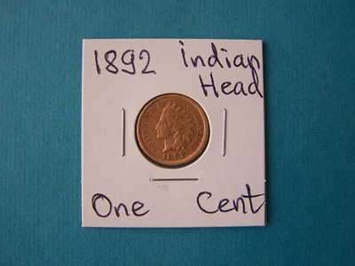 US COINS 1892 YEAR ONE CENT NICE COPPER COIN. - Image 1 of 2