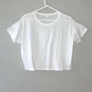 T-shirt donna Lululemon Cates 8 bianca cropped relaxed pima misto cotone minimal - Foto 1 di 6