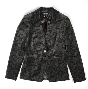 Morris & Co x Paige Naomi Velvet Blazer Jacket in Dark Forest Green XS Floral - Picture 1 of 14