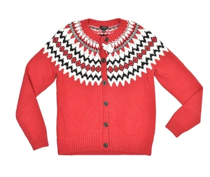 NEW Talbots Women's Red Fair Isle Cardigan Sweater Size XS Christmas Holiday - Picture 1 of 8