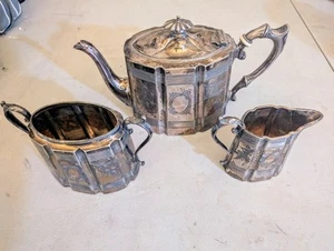 James Dixon & Sons Tea Set Silver plated Elaborately Decorated Fine Details 1880 - Picture 1 of 15