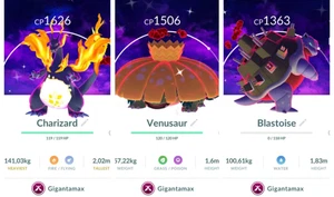 Shiny Gigantamax Venusaur,Blastoise,Charizard Background -Mini PTC Pokemon Go - Picture 1 of 1