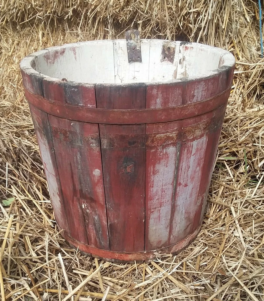 Primitive Maple Syrup Painted Bucket Paint Pail AAFA Berkshires New England  - Image 1 of 4