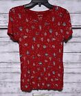 Apt.9 Essential Crewneck Tee Shirt XSmall  Womens Red Christmas Ornaments EUC