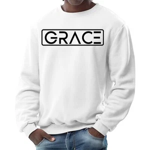 Mens Graphic Sweatshirt - Grace Christian Black Illustration - Picture 1 of 70