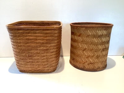 X2 Wicker Baskets / Waste Bins / Planters / Storage Baskets - Image 1 of 4
