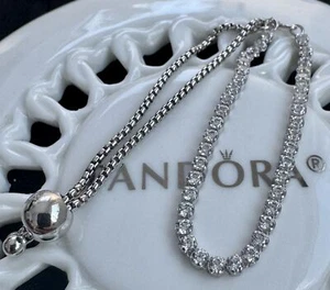 Auténtica pulsera de tenis deslizante brillante Pandora #599375C01 - Imagen 1 de 4