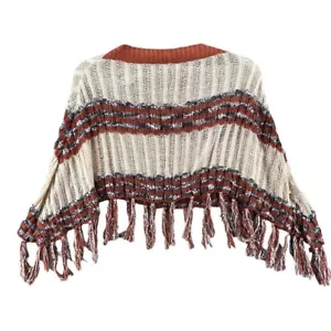 Intrigus Damen großer Poncho Fransen Biege Rost RN135641 Pullover - Bild 1 von 10