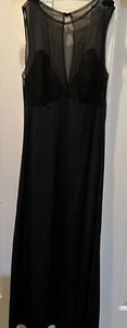 Vintage Sears Black and Lace & Sheer Full Length Nightgown Lingerie Size 36 - Picture 1 of 9