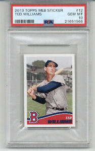 2013 TOPPS MLB STICKER #12 TED WILLIAMS BOSTON RED SOX PSA 10 LOW POP 1 RARE