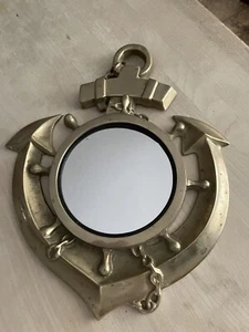Vintage Penco Brass Nautical Mirror Anchor and Ship's Wheel - Picture 1 of 8