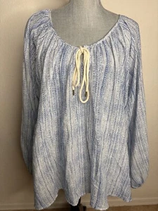 One Teaspoon White Wolf Top Sailor Blue Boho Long Sleeve Size S NWT - Picture 1 of 9