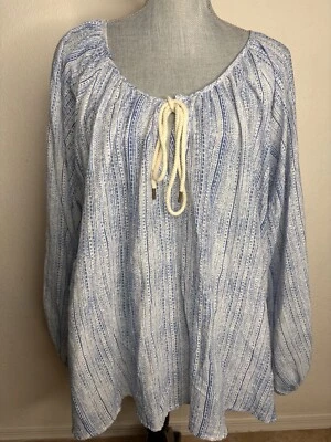 Top Lobo Blanco Una Cucharadita Azul Marinero Boho Manga Larga Playa Talla S Nuevo con Etiquetas Foto 1 de 4