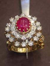 6.90 Cts Round Brilliant Cut Natural Diamonds Ruby Cocktail Ring In 14Karat Gold