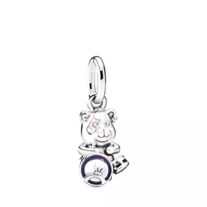 PANDORA Charm Sterling Silver ALE S925 THEODORE BEAR PUNK DANGLE 798281ENMX ec - Bild 1 von 1