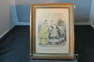 Lot of 2 Vintage Framed Godey's Fashion Prints - Picture 1 of 6