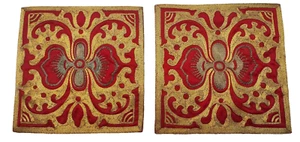 New. 6.25" SQUARE RED GOLD EMBROIDERED Threads.  NAPKIN MATTS. From my travels - Picture 1 of 5