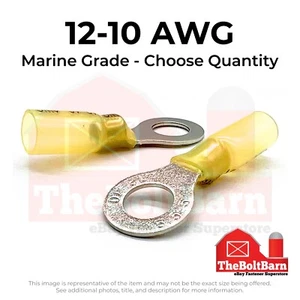Gelber Wärmeschrumpf Marine Qualität 1/4" Ring Crimpverbinder Klemmen AWG 12-10 - Bild 1 von 7