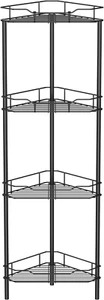 Mensola Organizer Box Doccia Angolare da Pavimento 4 Livelli con Ganci, Bagno S - Foto 1 di 7